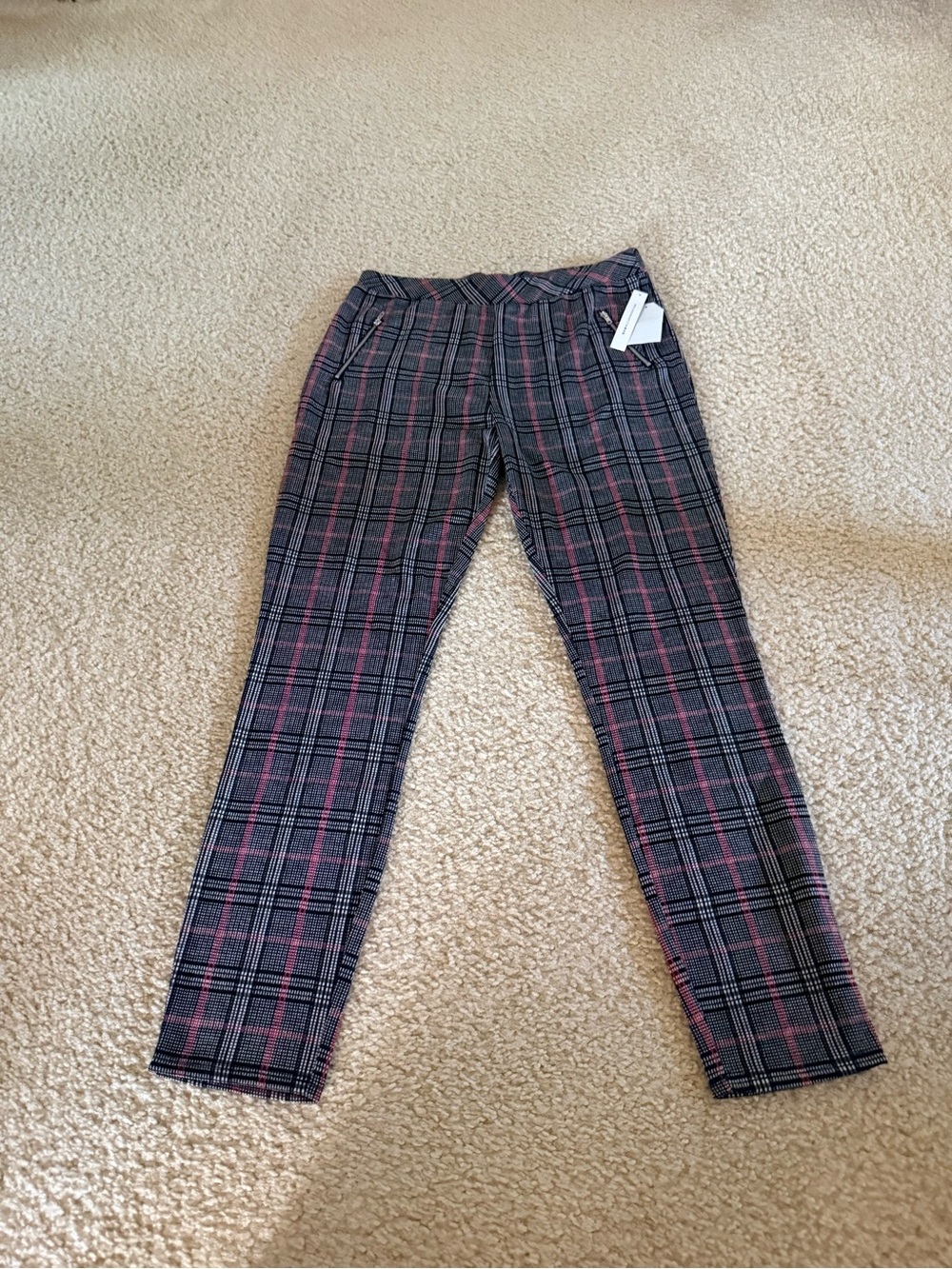 Joe B Black and red Plaid Slim Leggings